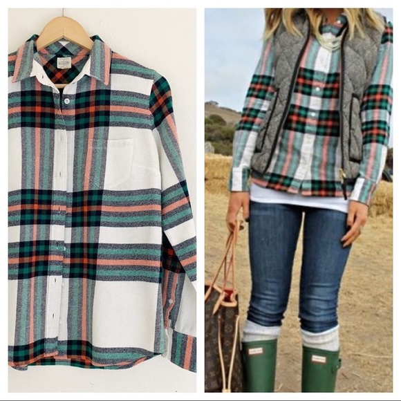 J. Crew Tops - J. Crew Factory Rock Salt Plaid Flannel